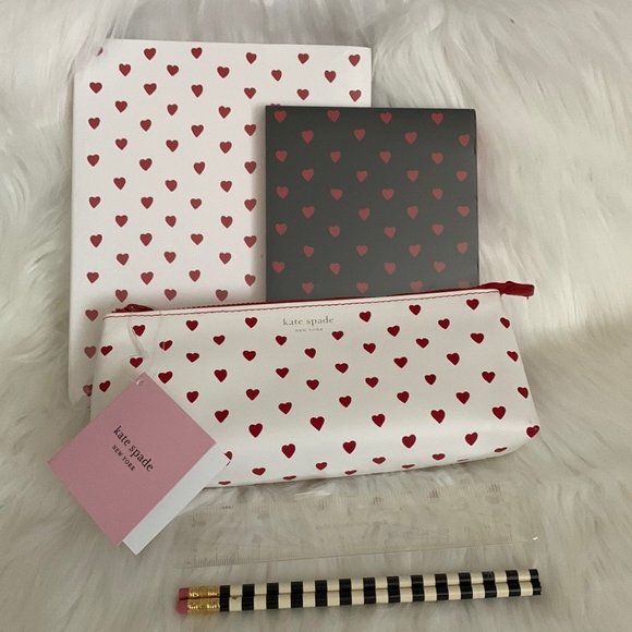 kate spade Other - KATE SPADE Mini Hearts Notebook, Notepad, Pencil Case Set